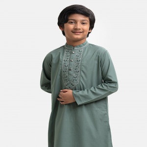 Green Viscose Kids Panjabi
