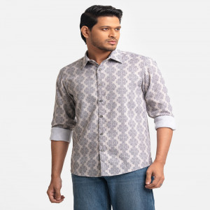 Beige Premium Textured Woven Business Casual Shirt