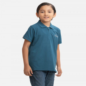 Teal pique Short Sleeve Polo