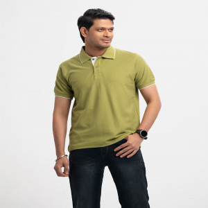 Green Cotton Pique Polo