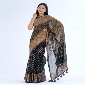 Black Cotton Saree