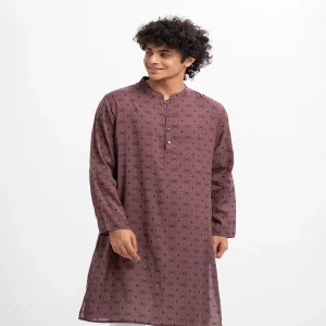 Mauve Cotton Semi Fit Panjabi