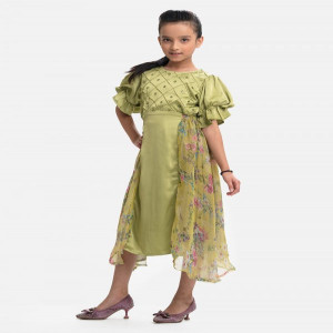 Green Georgette Layered Frock
