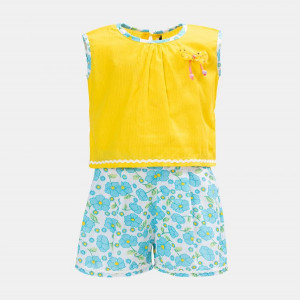 Yellow Cotton Top Bottom Set