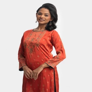 Terracotta Blended Straight Kameez
