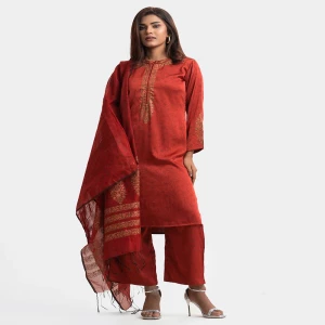Copper Brown Satin Georgette Salwar Kameez