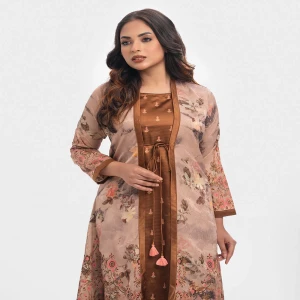 Beige Georgette Tunic With Shrug
