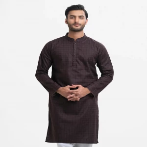 Coffee Jacquard Fitted Panjabi