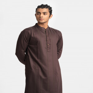 Coffee Jacquard Semi Fit Panjabi