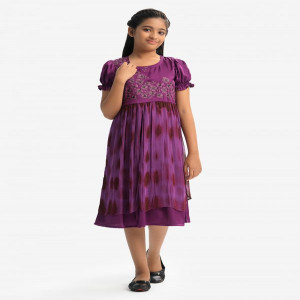 Purple Georgette A-line Frock