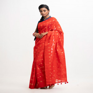 Red Half-silk Saree
