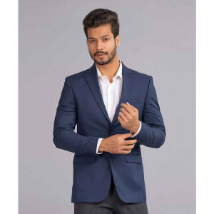 Blue Fitted Business Formal Blazer