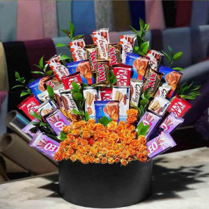 Mixed Chocolate with Rose Bouquet