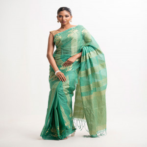 Mint Green Cotton Saree