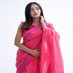 Pink Cotton Saree