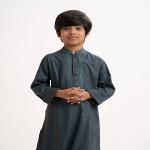 Green Jacquard Kids Panjabi