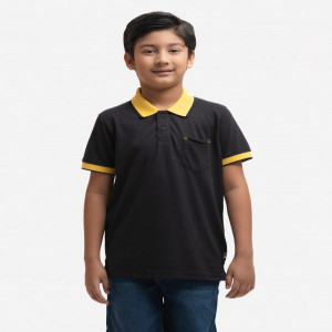 Black Pique Short Sleeve Polo