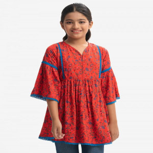 Red Viscose A-line Tunic