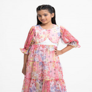 Pink Georgette A-line Frock