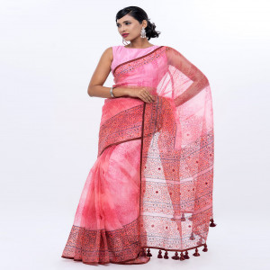 Pink Muslin Silk Saree