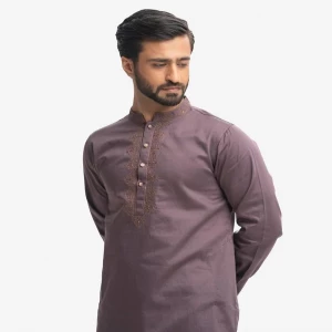 Purple Cotton Semi Fit Panjabi