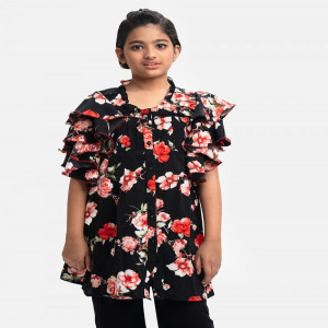 Black Georgette Kids Tunic