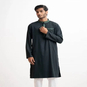 Green Jacquard Semi Fit Panjabi