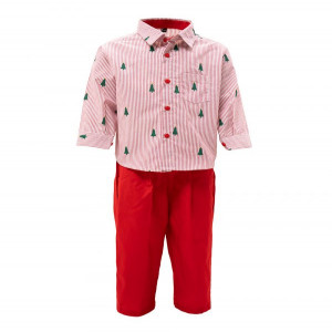 Red Cotton Shirt Pant Set