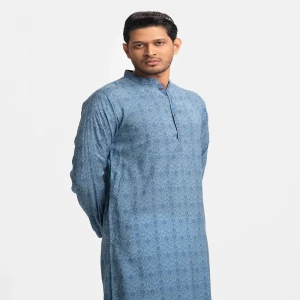 Sea Green Cotton Semi Fit Panjabi