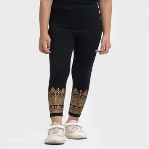 Black Cotton Knit Leggings