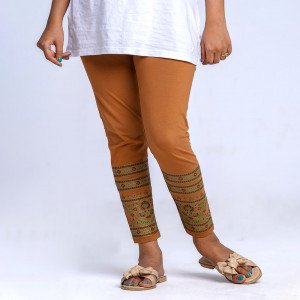 Brown Cotton Knit Leggings