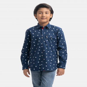 Blue Cotton Long Sleeve Casual Shirt