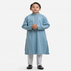 Blue Jacquard Kids Panjabi