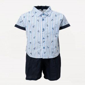 Blue Cotton Shirt Pant Set