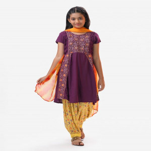 Purple Viscose Kids Salwar Kameez