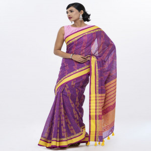 Purple Cotton Saree