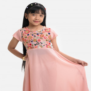 Pink Georgette A-line Frock