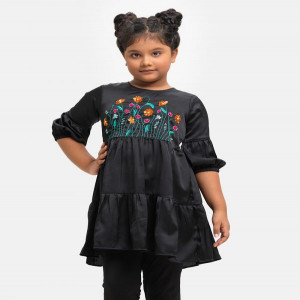 Black Crepe Flared Style Tunic