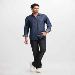 Blue Denim Long Sleeve Casual Shirt