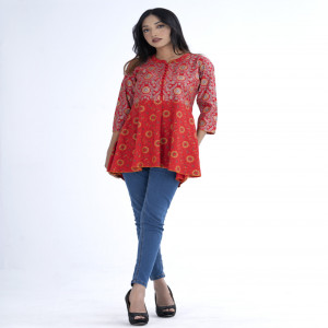 Red Viscose Woven Tops