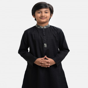 Black Jacquard Kids Panjabi