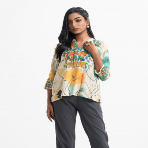 Printed Blended Cotton Woven Top