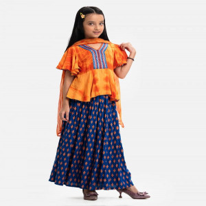 Orange Viscose Ghagra-choli Set