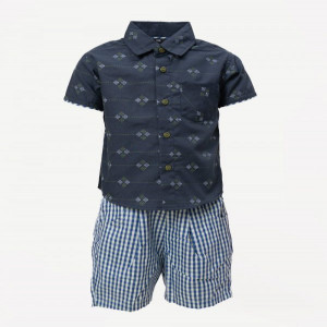 Navy Blue Cotton Shirt Pant Set