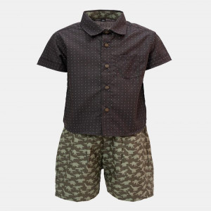 Coffee Cotton Shirt Pant Set