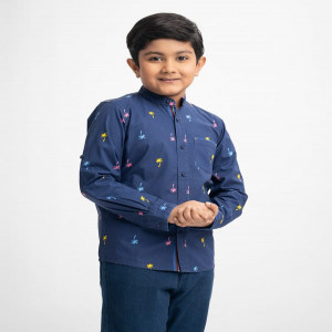 Blue Cotton Long Sleeve Casual Shirt