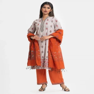 Gray Jacquard Straight Salwar Kameez