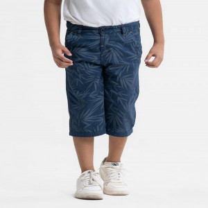 Blue Cotton Three Quarter Pants