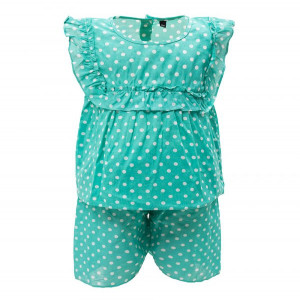 Green Cotton Bottom Tops Set