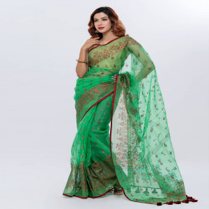 Green Muslin Silk Saree